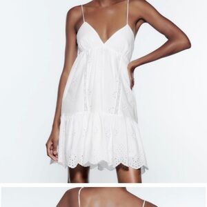 Zara White eyelet summer Dress